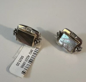 NEW Michael Dawkins Sterling 925/14k Gold Abalone Omega back Earrings, $625 - Picture 1 of 8