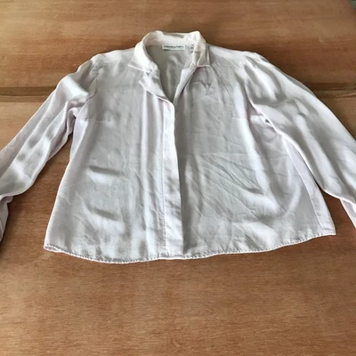 Top Bloomindales 100% Seda Mujer 14P Rosa Abotonado Manga Larga Cuello Foto 1 de 4