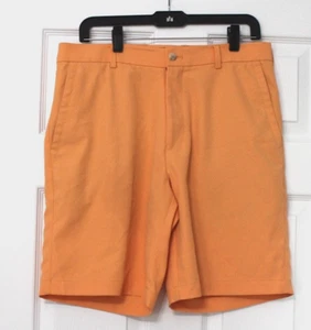 Peter Millar CROWN WICKING Shorts Men’s 32 Orange Flat Front Chino Pockets - Picture 1 of 5
