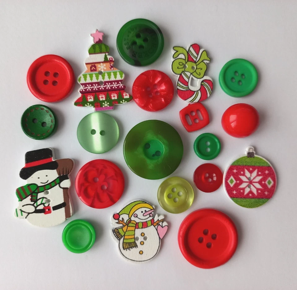 Knöpfe rot grün Mischung Konvolut Basteln Weihnachten - Bild 1 von 1