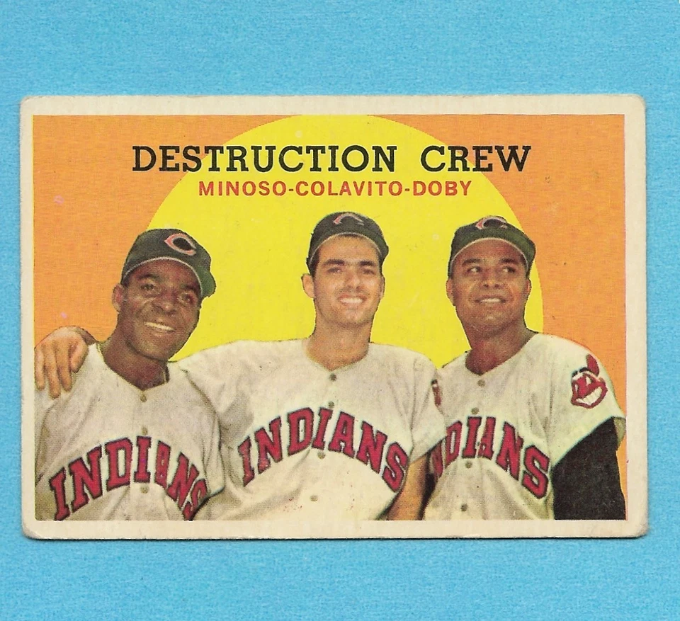 1959 Topps #166 Destruction Crew Minnie Minoso HOF Doby Rocky Colavito Centered - Image 1 of 1