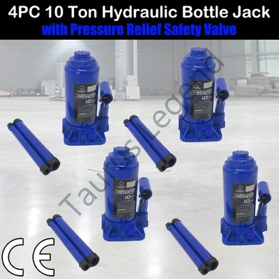 4x 10 Ton GS Hydraulic Bottle Jack w/Safety Valve Car Van Truck Caravan 4WD Lift - image 1 of 4