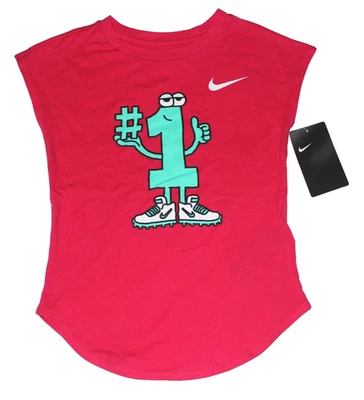 NEW Nike T-shirt Girl's 6X Short Sleeve Top Graphic Tee Pink Pulse #1 NWT $18 - Image 1 of 3