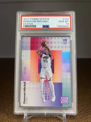 2017-18 Panini Status Donovan Mitchell Status Parallel RC PSA 10 Rookie Card /45 - Image 1 of 2