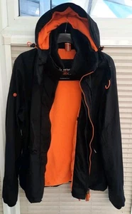 Mens XXL 2XL Superdry Black & Orange Hooded Windcheater Coat. Good Cond. - Picture 1 of 9