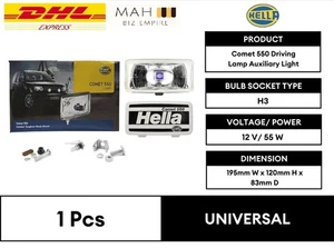 Authentic HELLA Comet 550 Driving Lamp WHITE Lens Auxiliary Light FREE Shipping - Picture 1 of 5