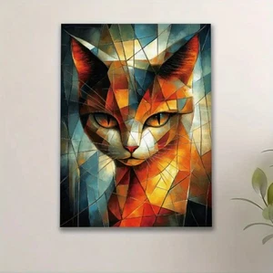 Canvas Wall Art  CAT   Geometric Abstract  12 x 16   Unframed  688 - Picture 1 of 3