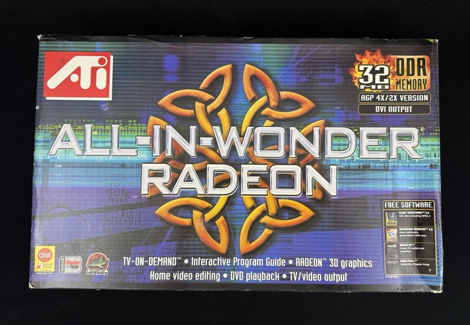 ATI All-in-Wonder Radeon AGP 4x/2x DVI Output 32MB DDR Memory Video Card - Image 1 of 3