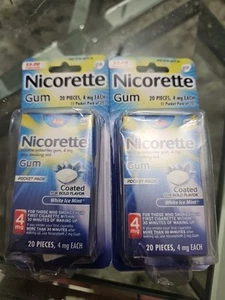 Nicorette Gum 2 Pack Of 20 Pieces Each 4mg Each Exp.4/2026 - Picture 1 of 1