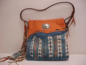 Santa Fe Scout Handtasche Tasche Beuteltasche Handarbeit Leder indigoblau Schulterriemen groß - Bild 1 von 24