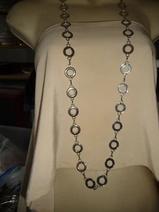 20'' L SILVER TONE CIRCLES LINK  CHAIN NECKLACE #12/24 - Picture 1 of 12
