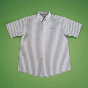 LL Bean Herren Button Down Hemd 16,5 Blau Gestreift Kurzarm Knitterarm - Bild 1 von 10