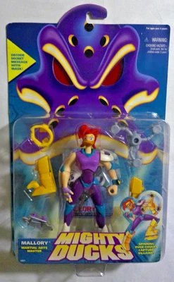 Figura de acción de colección Mighty Ducks Mallory Mattel (1996) Spin Attack nueva en caja Foto 1 de 4
