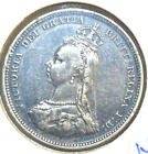 GREAT BRITAIN UK ENGLAND  1887 SHILLING RARE BLUE  TINT  KEY DATE LOW MINTAGE #4