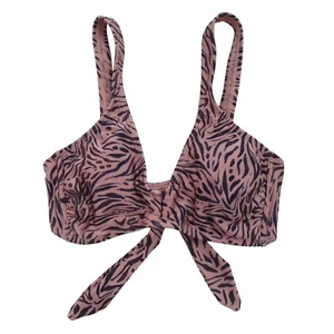 Xhilaration Womens Size M Triangle Bikini Top Pink Gray Animal Print - Picture 1 of 10