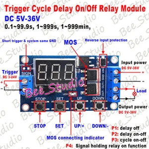 DC 5V 12V 24V Digital LED Cycle Timer Delay Switch Turn Off/On Time Relay Module - Picture 1 of 5