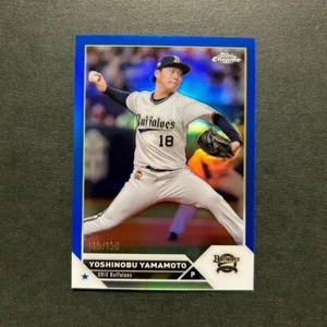 Topps Chrome Yoshinobu Yamamoto Refractor Blue 2023 Limited 115/150 NPB Dodgers - Picture 1 of 2
