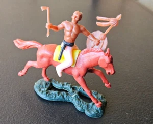 NATIVE AMERICAN WARRIOR FIGURE ON HORSEBACK. TOMAHAWK, SHIELD - Picture 1 of 5