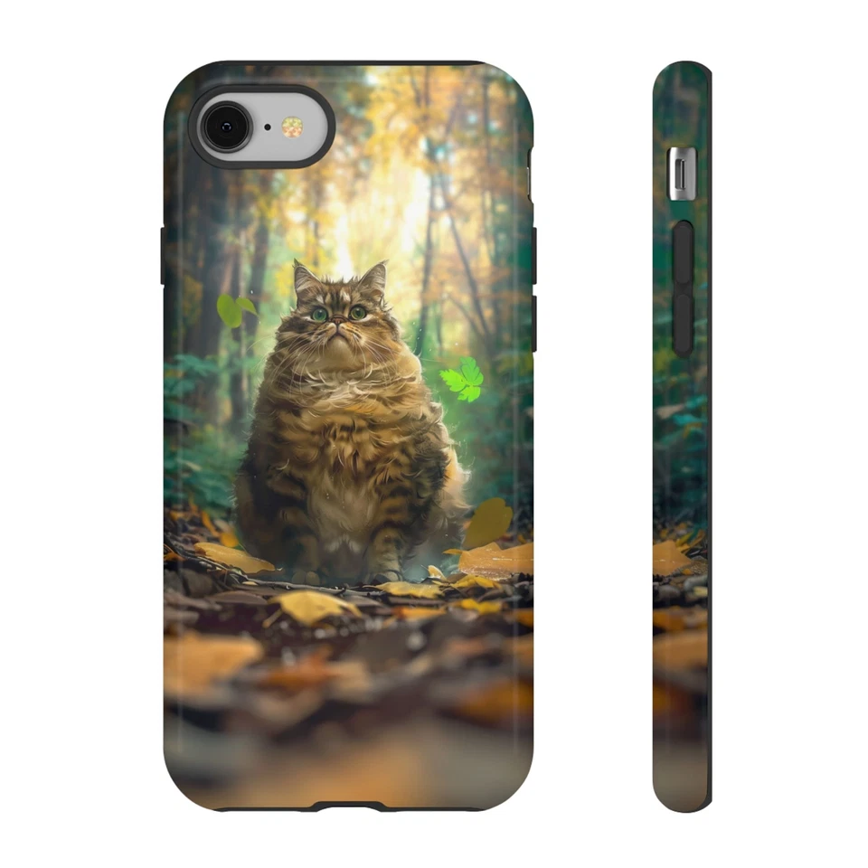 For iPhone / Galaxy / Pixel | Phone-Ink Case - Chonk Fat Gray Cat Forest Anime - Image 1 of 1