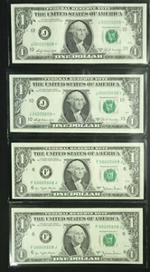 $1 1969, 1977 Matching consecutive set, low serial. Fancy 2 consecutive star UNC - Picture 1 of 2