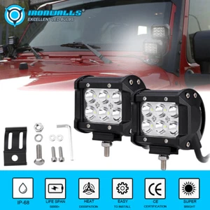 2PCS 4" INCH LED Pods Driving Light White Spot Beam Cube Bar Offroad Truck SUV - Picture 1 of 12