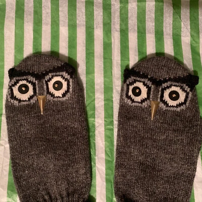 NEW 2014 KATE SPADE WISE OWL BIG SMOKE GREY SOFT MITTENS-WJRU0221 - Image 1 of 4