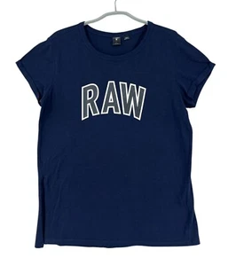 G-STAR RAW Round Neck Blue Rovi Graphic Women's T-Shirt Size M - Picture 1 of 9