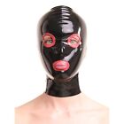 Black Latex Hood Rubber Mask Back Zipper Catsuit Club Wear Cosplay BDSM Costume