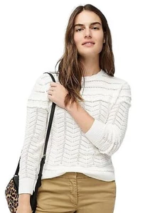 J. Crew Pointelle Lightweight Spring Sweater Womens Size Medium M Pullover NEW - Picture 1 of 12