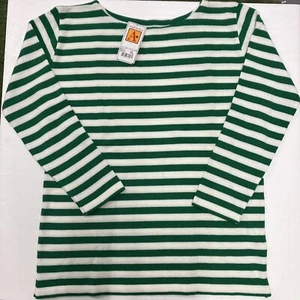 A+ Boat Neck Sweater Green White Striped Woman’s XL long sleeve pullover - Picture 1 of 9
