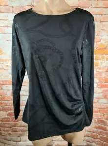 BNWT Womens Sz S 10 Liz Jordan Black Long Sleeve Tuck Front Top RRP $99.99 - Picture 1 of 3
