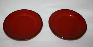 Crate & Barrel Carmen Rustic Red Round Appetizer Dessert Plates Italy Set of 2 - Picture 1 of 3