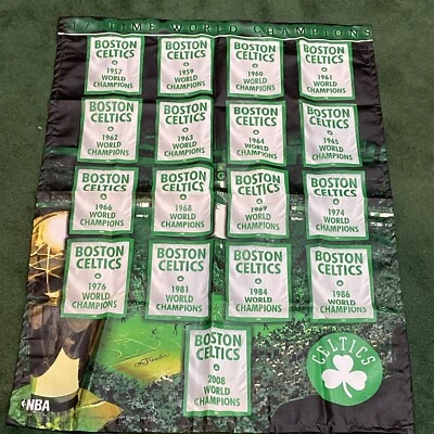 SWEEt Boston Celtics 17 Time NBA Champions 27x37 Banner, Bill Russell Larry Bird - Image 1 of 4