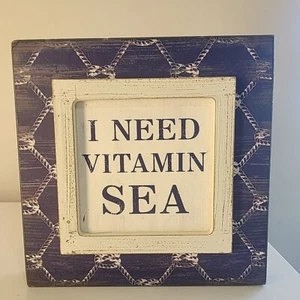 I Need Vitamin Sea Novelty Wooden Square Sign - Picture 1 of 12