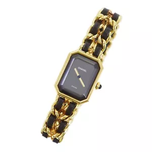 CHANEL Premiere Discontinued Wristwatches L Gold Black Quartz Swiss #CK713 S - Picture 1 of 14