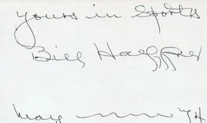 Bill Haeffner 1915 Philadelphia (Dec. 1982) Signed 3x5 Index Card with JSA COA - Imagen 1 de 2
