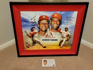Stan Musial/Bob Gibson Signed Autographed 21x25 Framed Canvas Stats Inscribed - Picture 1 of 12