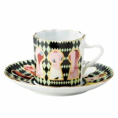 Taza y platillo Sango Toki Disney Alice Art Collection Demitas ojo de cerradura 3236-01 Foto 1 de 4
