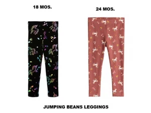 2 pair NEW W/ TAGS Toddler Girls JUMPING BEANS LEGGINGS Unicorns Black and Brown - Picture 1 of 3