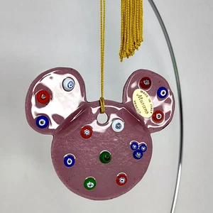 Murano Fused Glass Venezia Mickey Mouse Head Ornament Amethyst Disney - Afbeelding 1 van 7