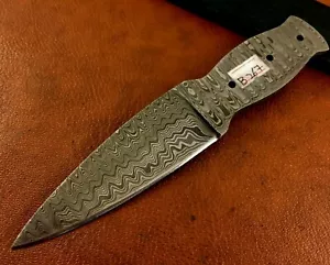 Handmade Damascus Steel Blade Blank-Sgian Dubh-Full Tang- Heat Treated - Picture 1 of 4