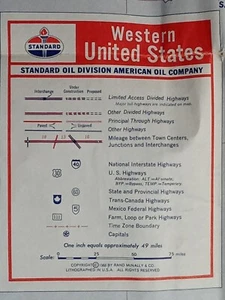 1960's WESTERN & Central UNITED STATES Standard Oil Gas Vtg Road Wall Map 1966 - Picture 1 of 12