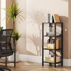 Bookshelf, 4-Tier Tall Book Shelf, Narrow Bookcase for Small Space, DIY Stackabl - Picture 1 of 9