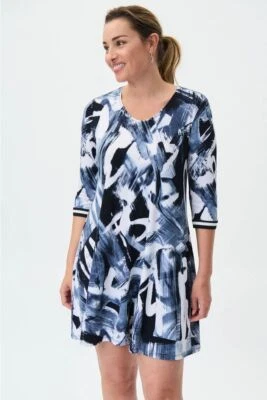 Joseph Ribkoff 231112 Midnight Blue/Multi Print Dress Original Price £209.00 - Image 1 of 4