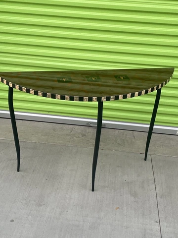Artist Sara Moon 2001 Half Moon Console Table Beautiful Glazed artwork top Cover