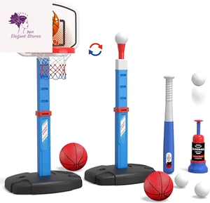 3 IN 1 Toddler Basketball Hoop and T Ball Set Kids Toys Adjustable Hoop Pitching - Picture 1 of 12