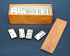 Antiguo juego de dominó hueso/ébano 28 piezas - 1,5"x,75" C 1860 - Imagen 1 de 9