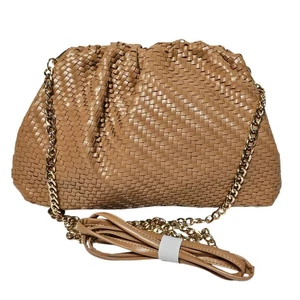 Anthropologie Frankie  Brown Gold Chain Crossbody Mini Clutch Hobo Bag NWOT - Picture 1 of 10