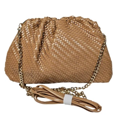 Anthropologie Frankie  Brown Gold Chain Crossbody Mini Clutch Hobo Bag NWOT - Image 1 of 4