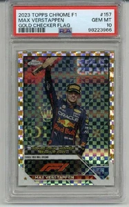 2023 TOPPS CHROME F1 GOLD CHECKER FLAG REFRACTOR MAX VERSTAPPEN /50 PSA 10 RARE - Picture 1 of 2